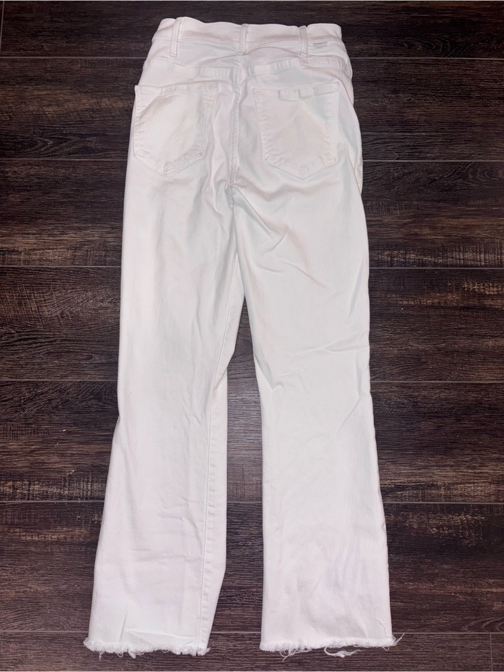 MOTHER The Hustler White Straight-Leg Frayed Hem Pants - Picture 2 of 8